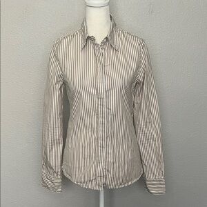 Aritzia Babaton Fitted Button Down Shirt White/Tan Size XS